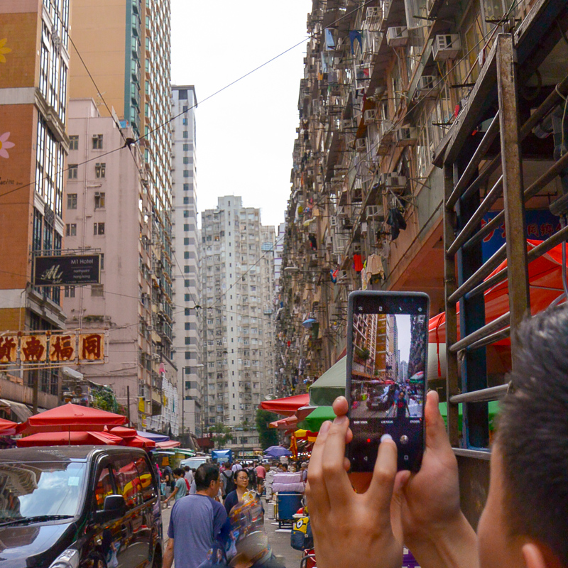 Hong Kong street with phone