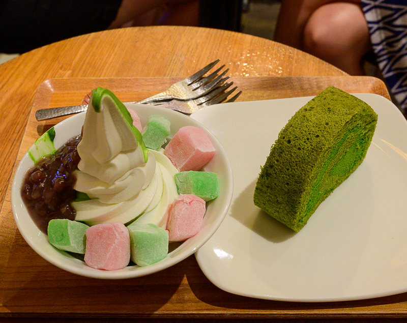Matcha and vanilla soft serve