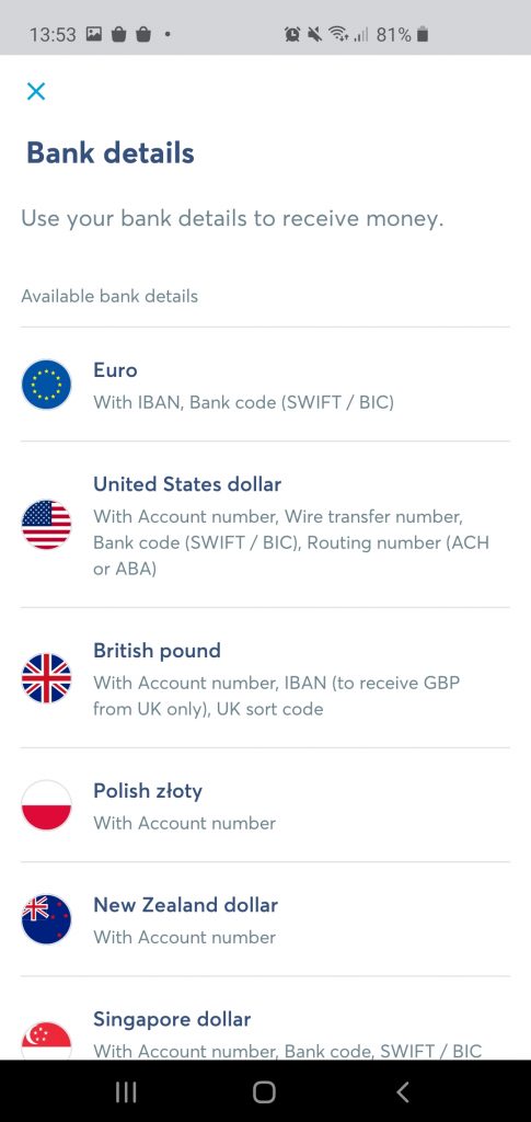 Transferwise app Borderless