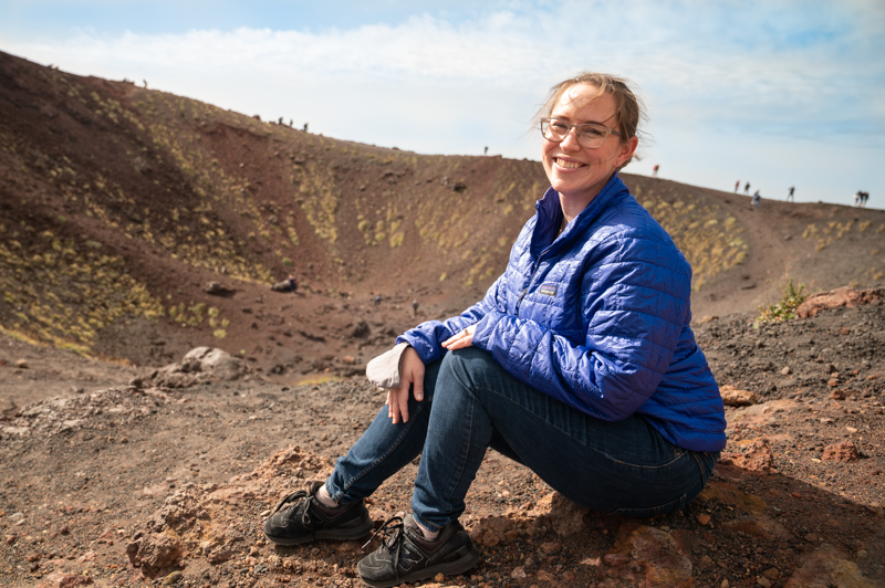 Jessica in Mt Etna Crater